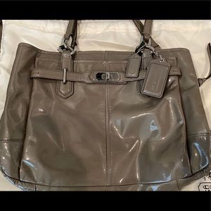 Coach purse patent grey leather